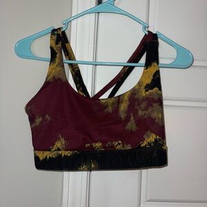 JoyLab Maroon and Yellow Sports Bra